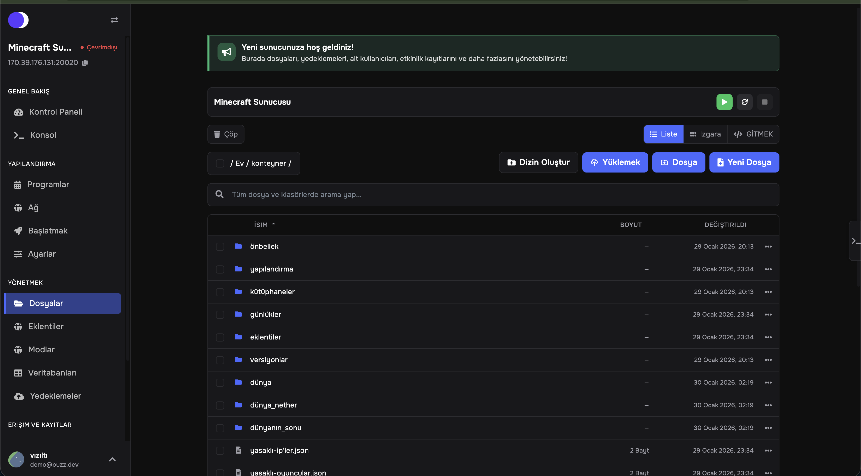 İnoxweb Minecraft Server Yönetim Paneli - Kolay Kontrol Arayüzü